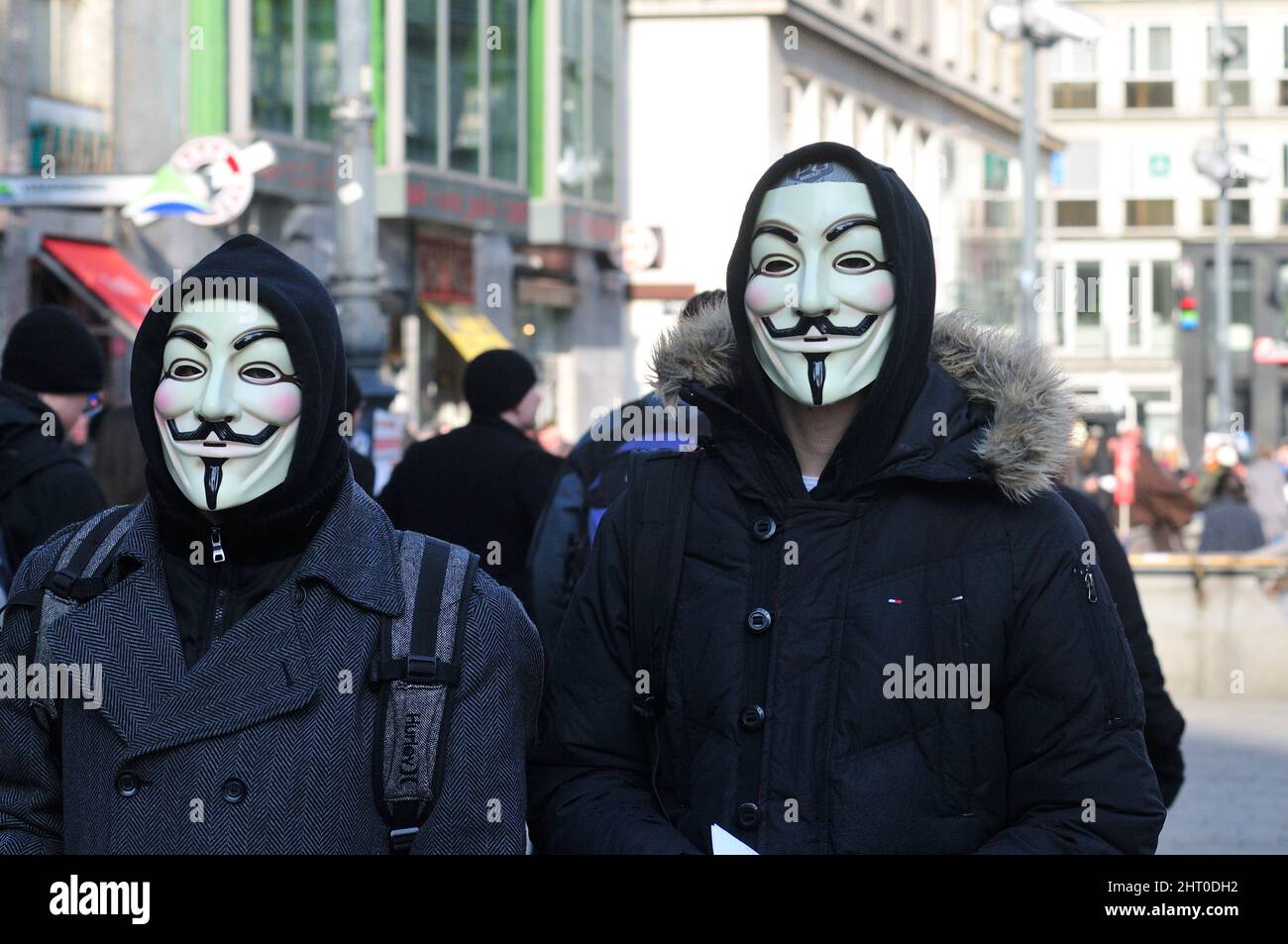 Vienna, Austria. January 28, 2012. Demonstration by Anonymous Austria. Internet collective from Austria Stock Photo