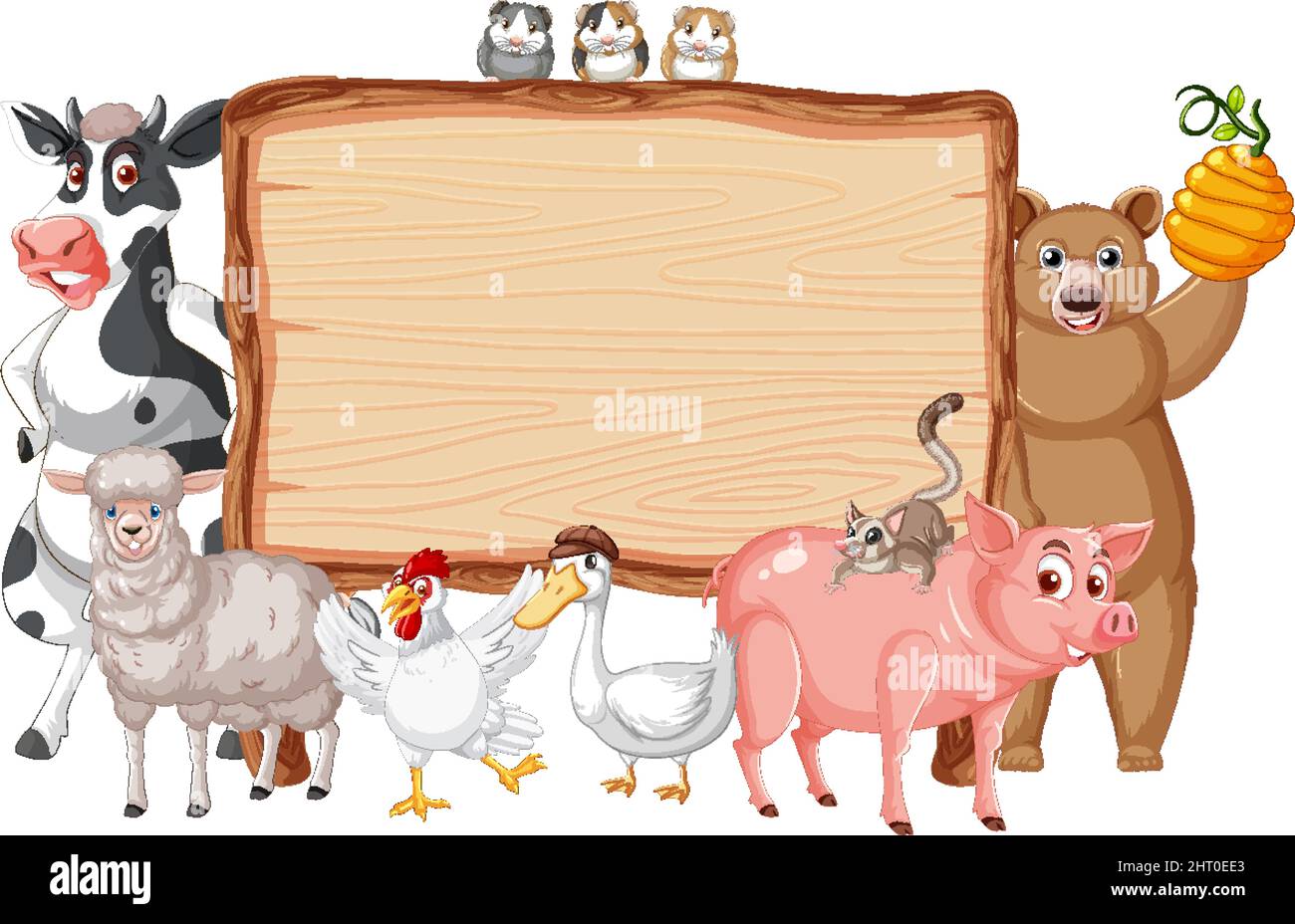 Animal with wooden sign banner illustration Stock Vector Image & Art ...