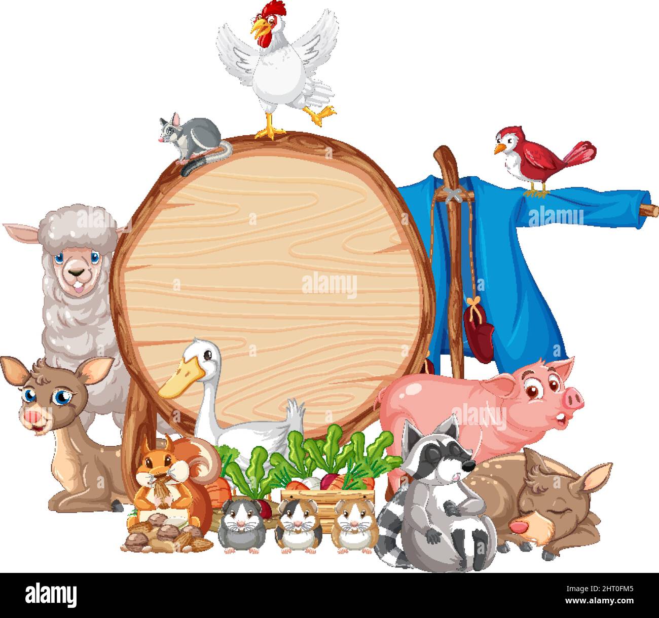 Animal with wooden sign banner illustration Stock Vector Image & Art ...