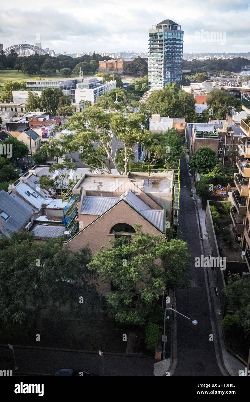 Vertical shot of modern buildings in a town with lush nature Stock ...