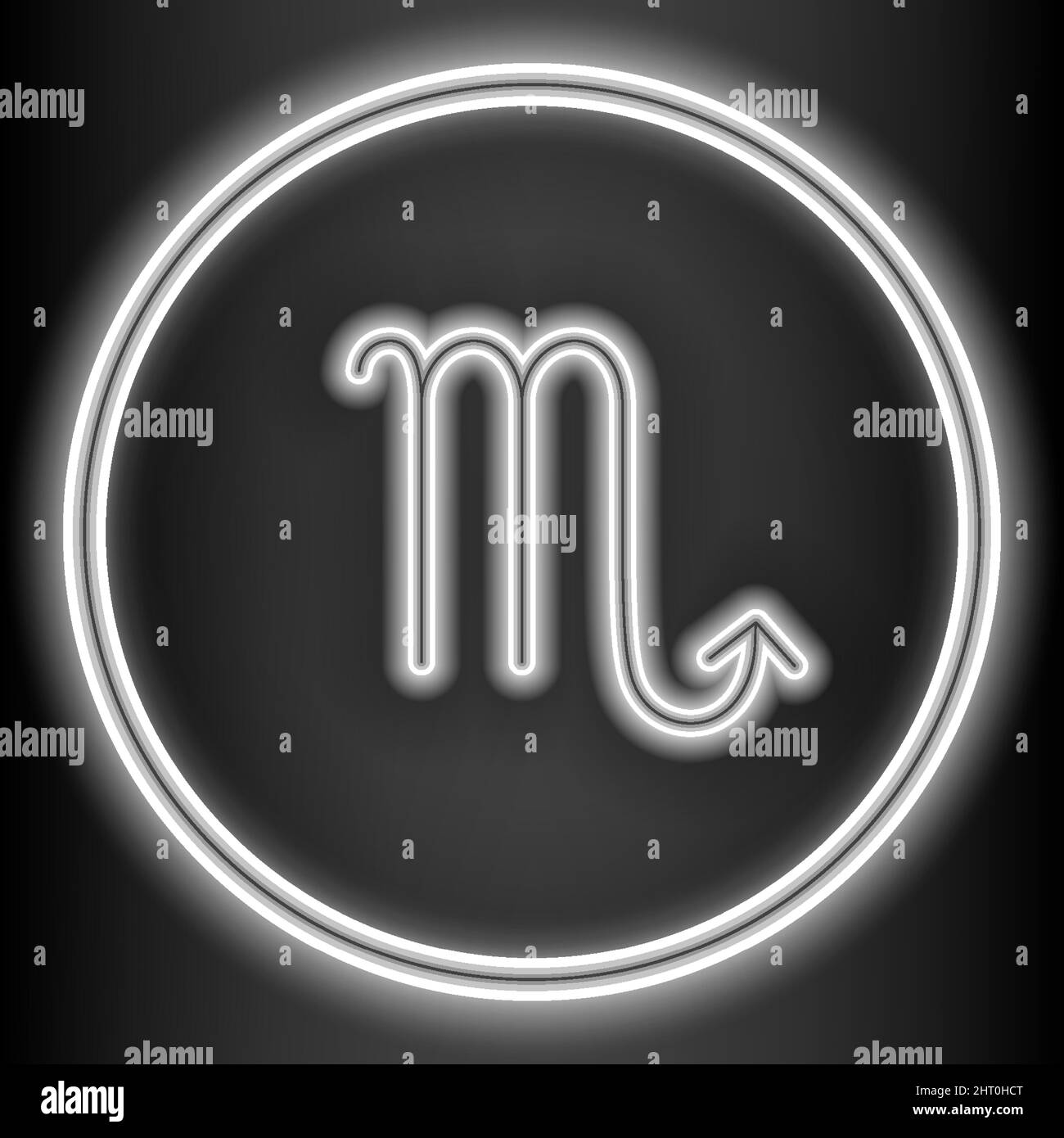 Scorpio is one of the 12 zodiac signs and is shown in a black neon style. can be used to embellish the backdrop or publications in a variety Stock Vector