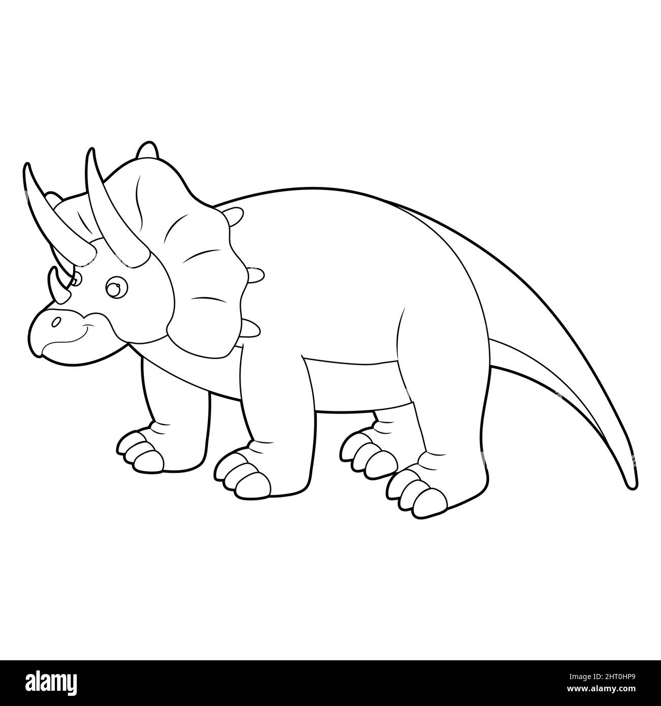 Coloring book for kids, triceratops dinosaur. Vector isolated on a white background Stock Vector