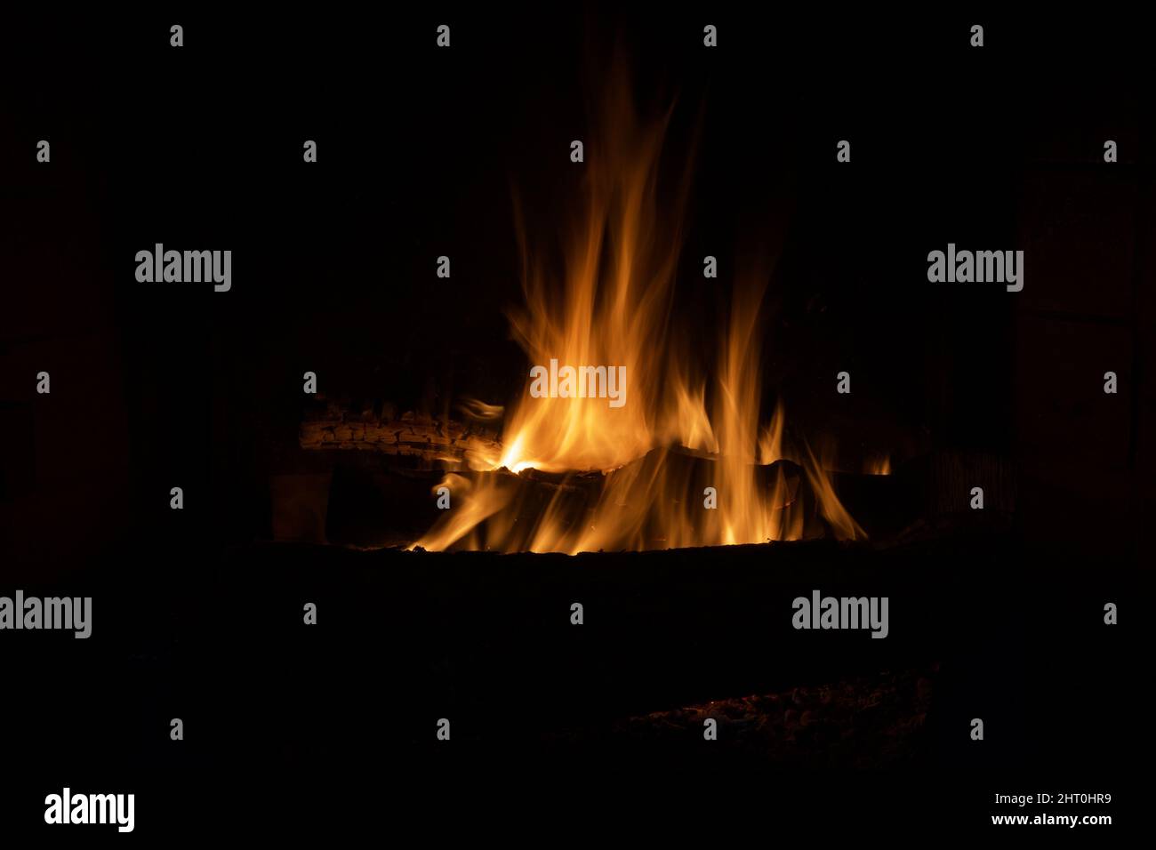 Rustic and vintage fireplace Stock Photo