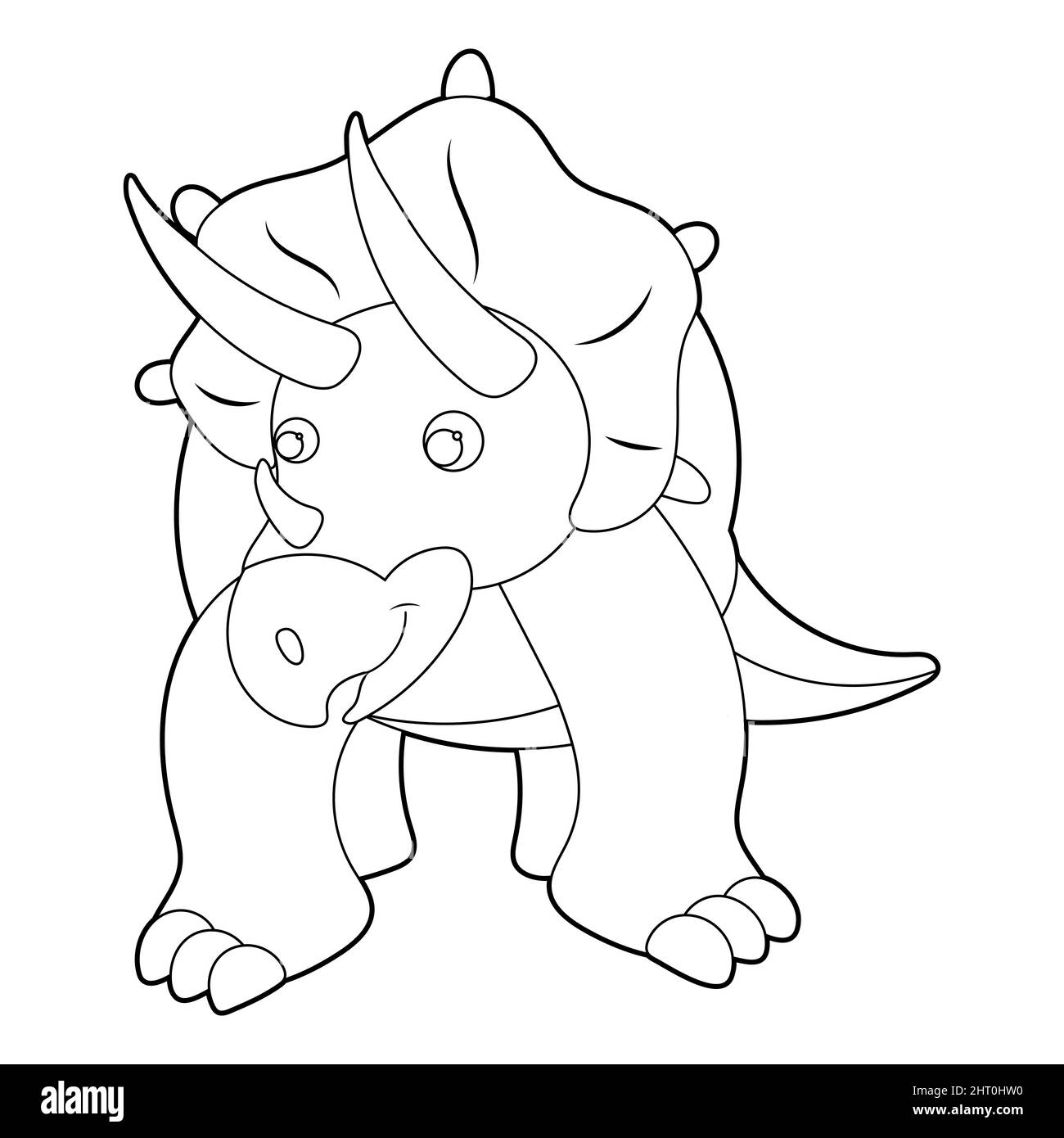 Coloring book for kids, triceratops dinosaur. Vector isolated on a white background Stock Vector