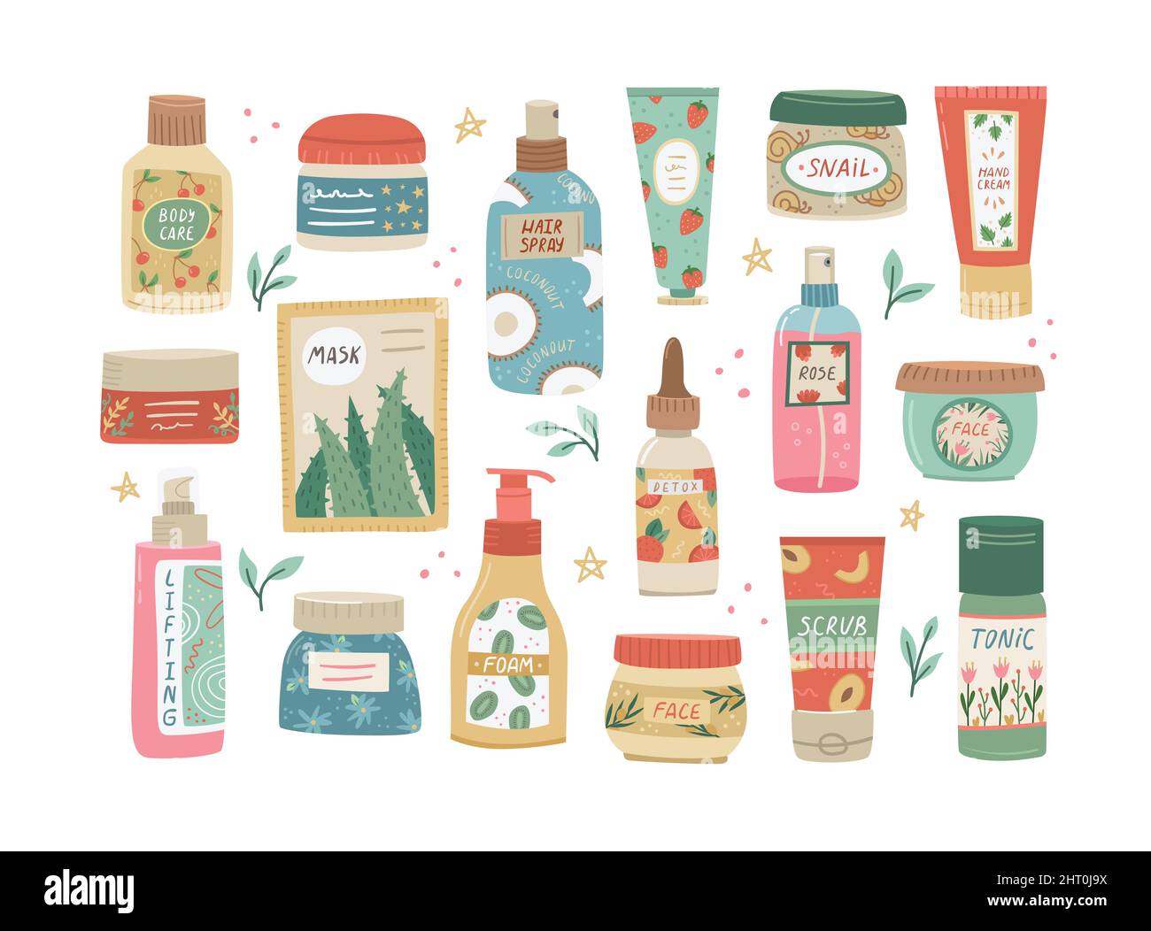 Vector set of cosmetics for face and body care. Beauty industry, home care Stock Vector Image