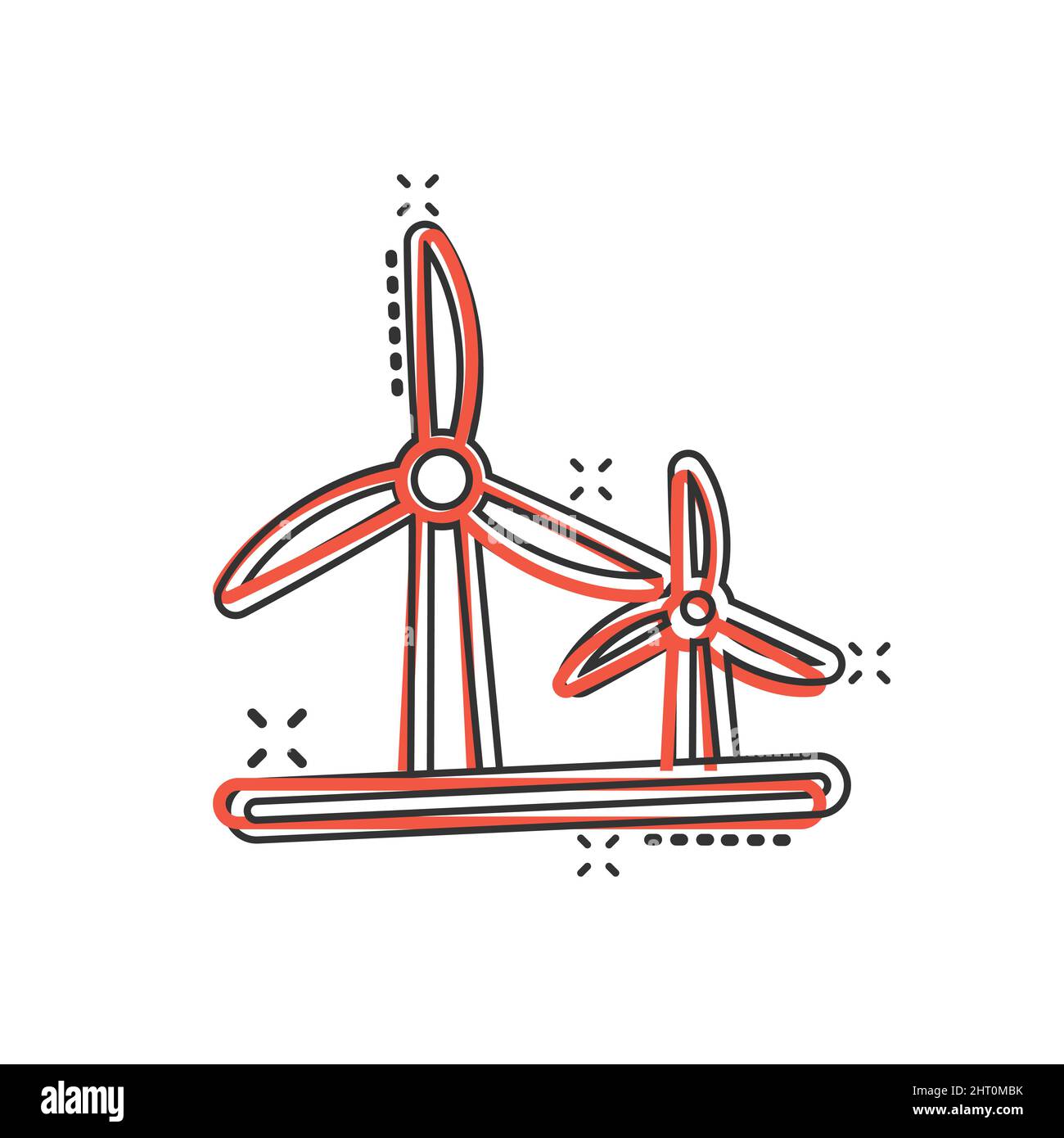 Wind power plant icon in comic style. Turbine cartoon vector ...