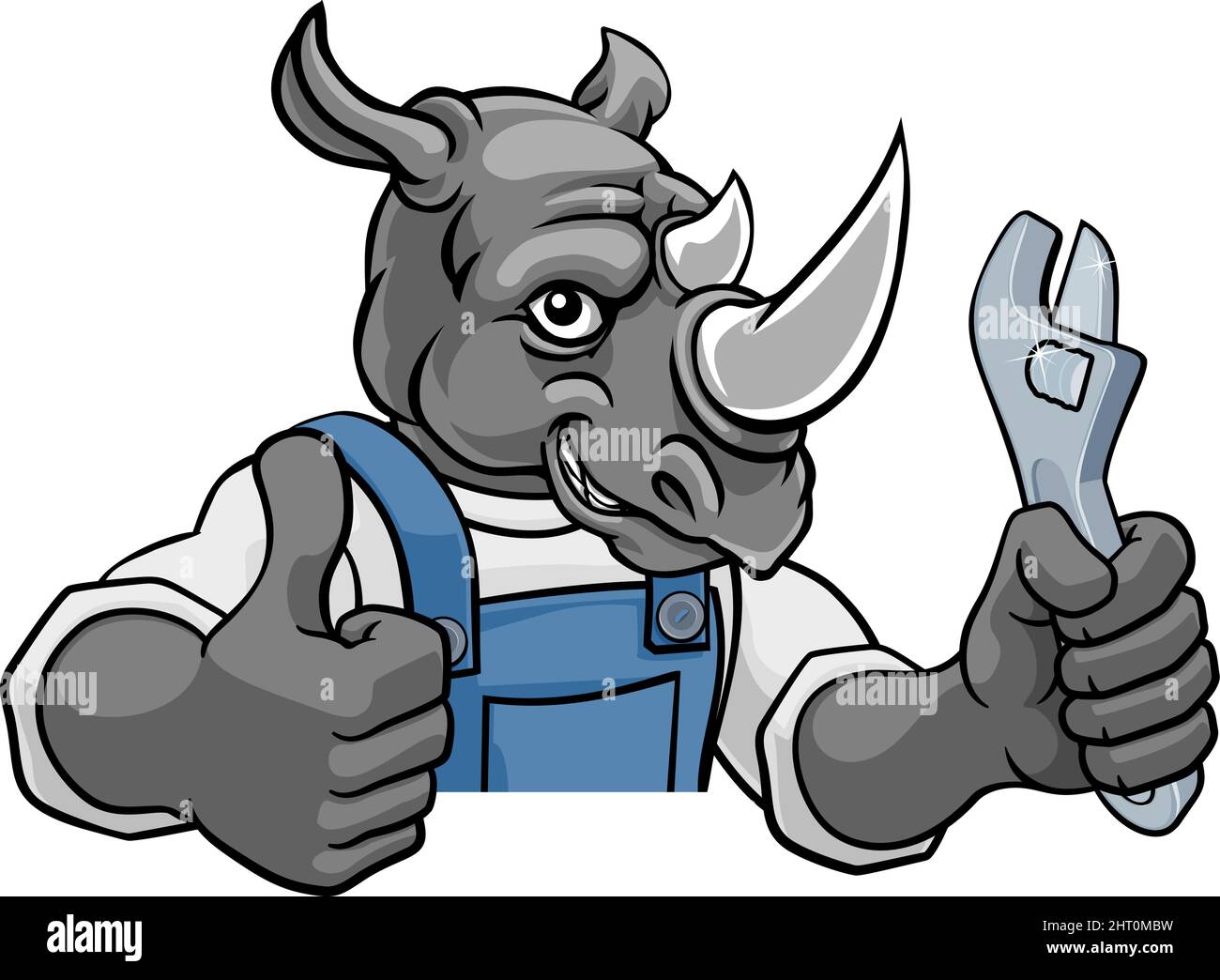 Rhino Plumber Or Mechanic Holding Spanner Stock Vector Image & Art - Alamy