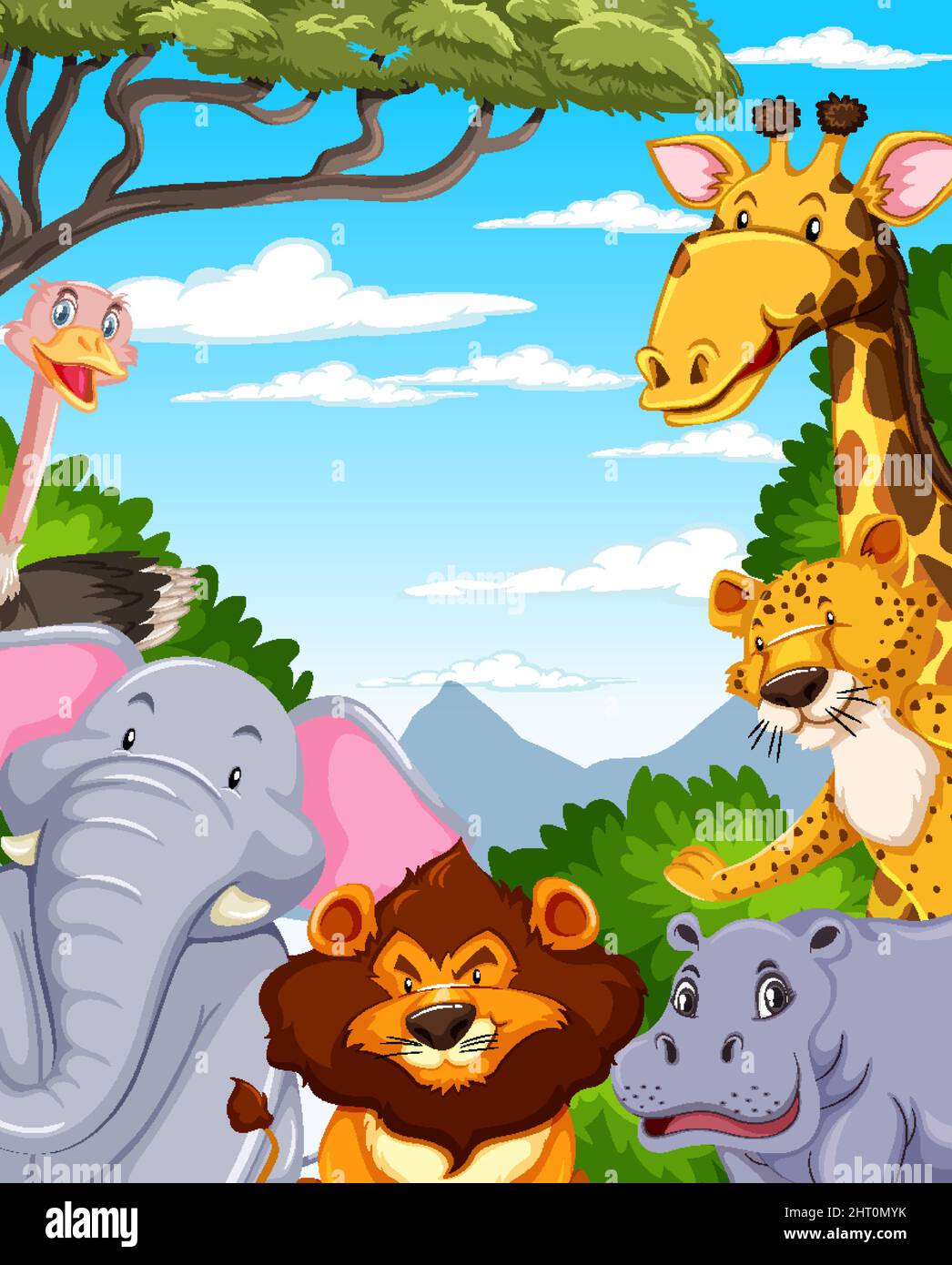 Wild animals in the forest illustration Stock Vector Image & Art - Alamy