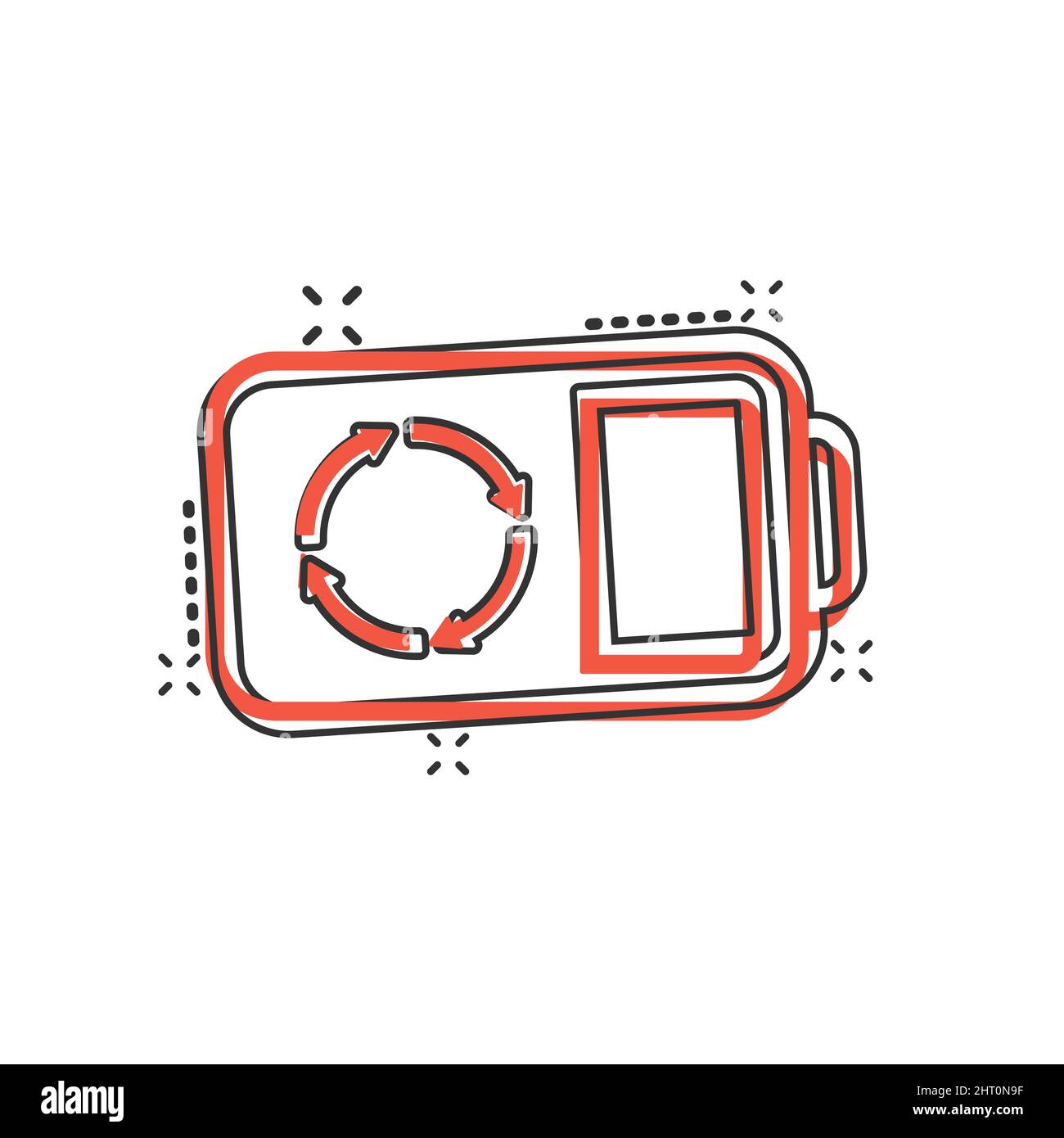 Battery icon in comic style. Accumulator cartoon vector illustration on ...