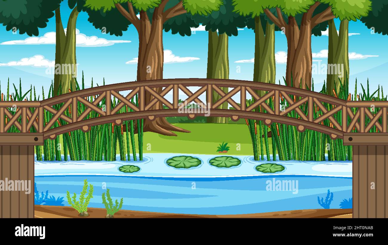 River nature landscape scene illustration Stock Vector Image & Art - Alamy