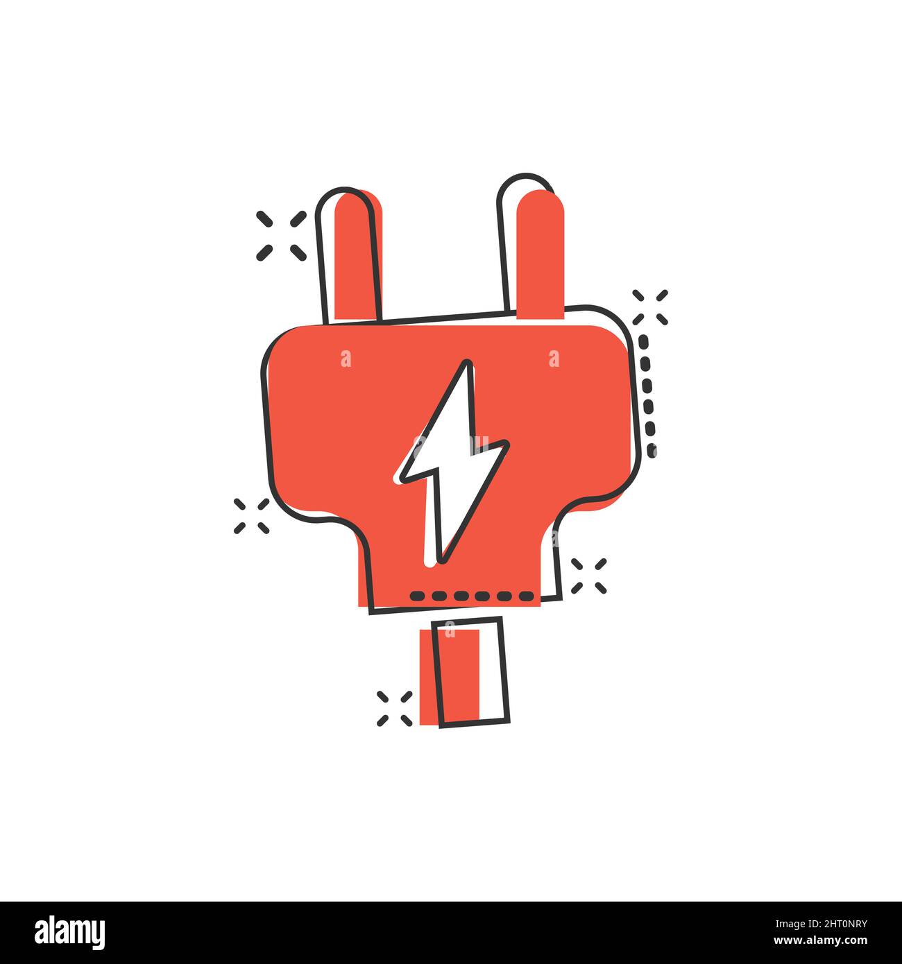 Electric plug icon in comic style. Power adapter cartoon vector