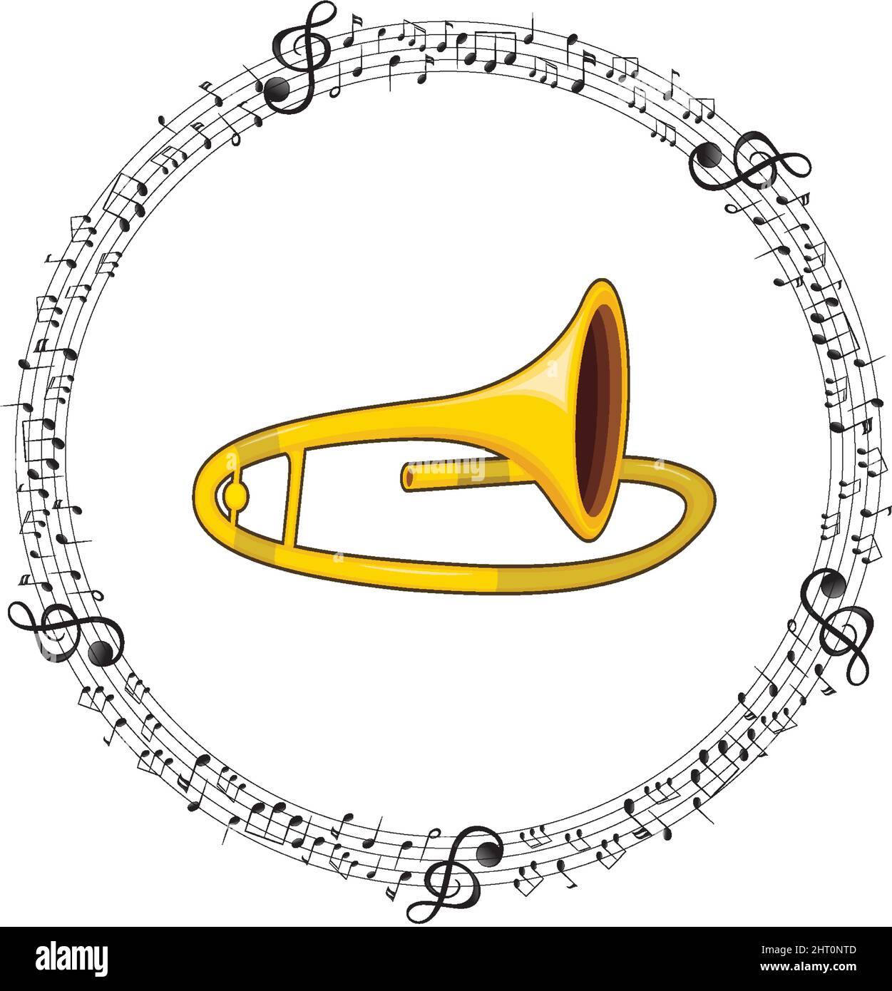 A sousaphone with musical notes on white background illustration Stock Vector