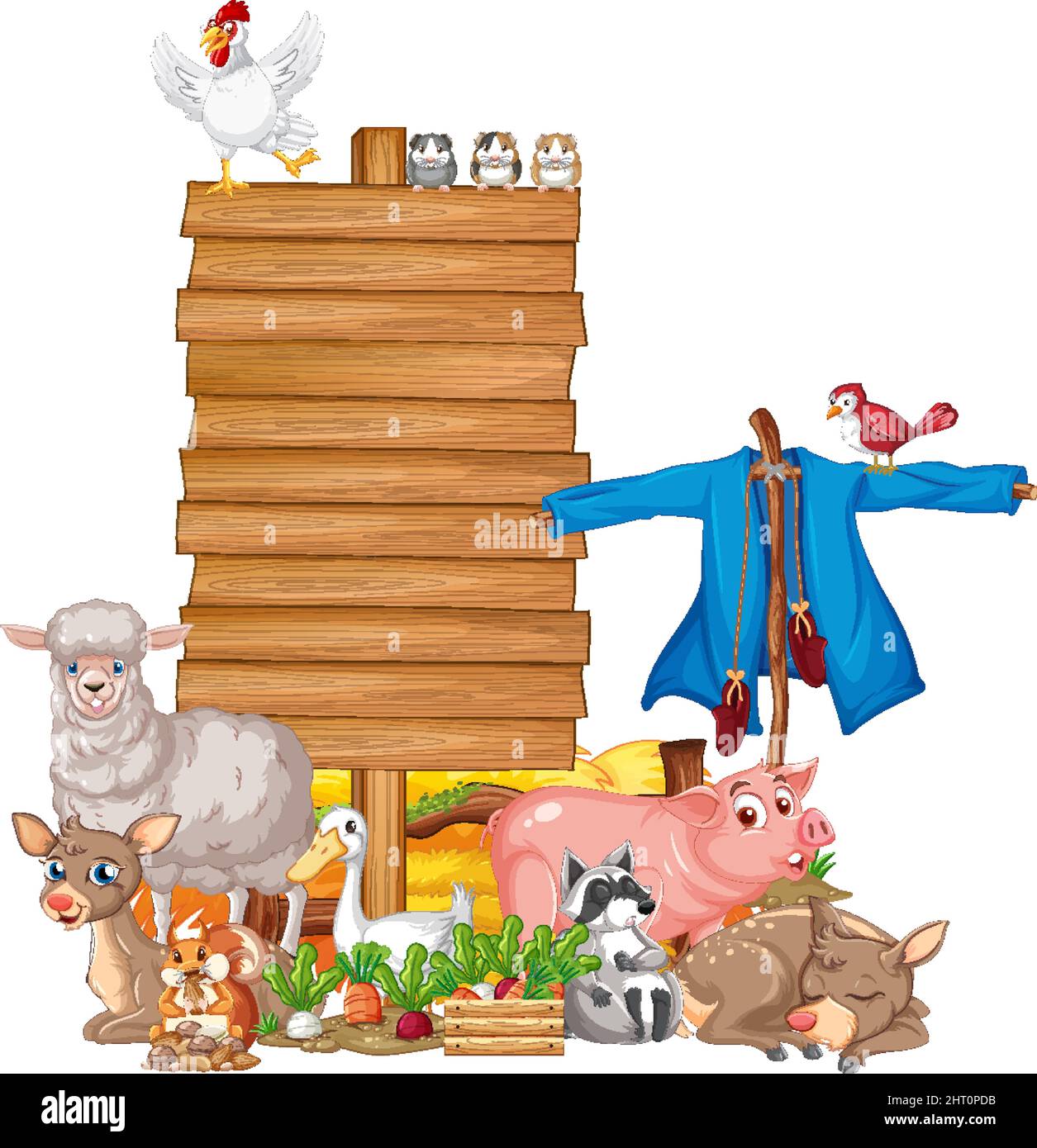 Animal with wooden sign banner illustration Stock Vector Image & Art ...
