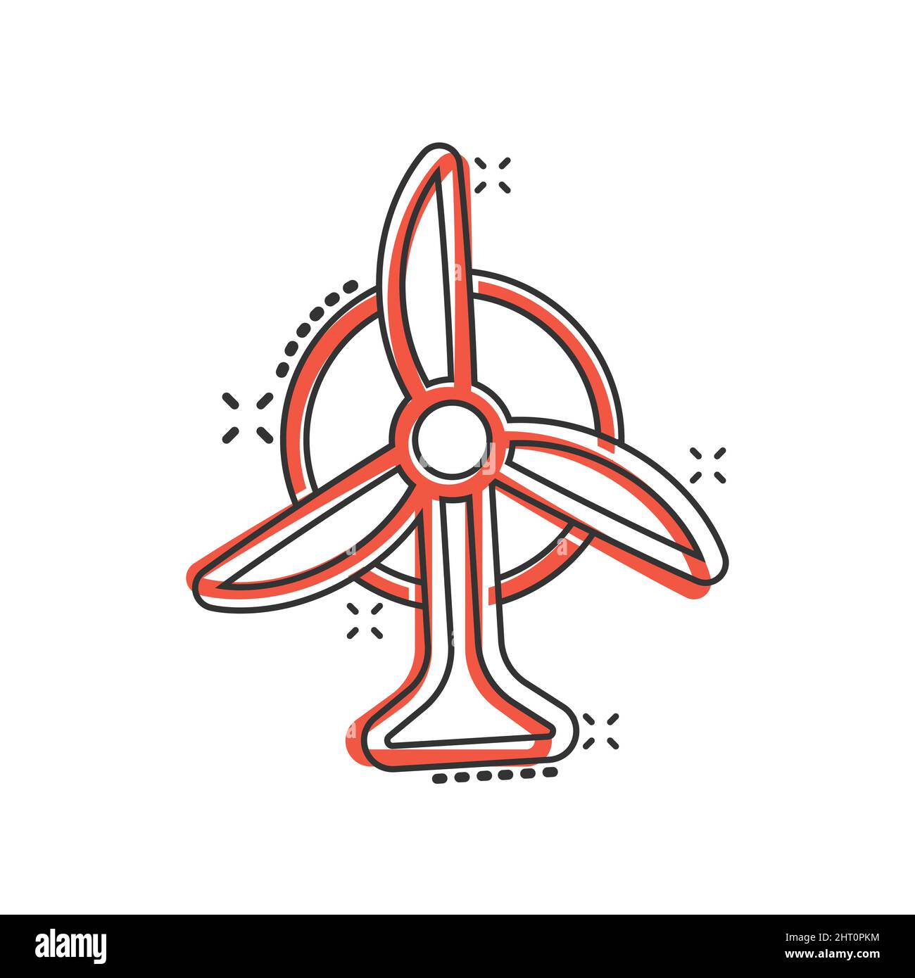 Wind power plant icon in comic style. Turbine cartoon vector ...