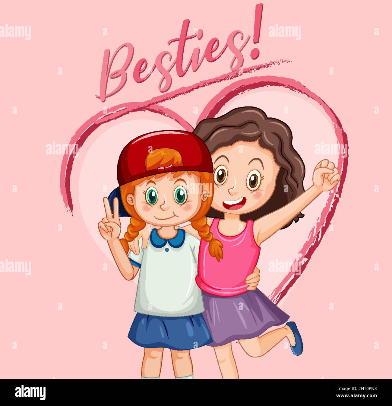 Best friends. girl and boy posing together. photo set. funny cartoon  character. vector illustration. isolated on white | CanStock