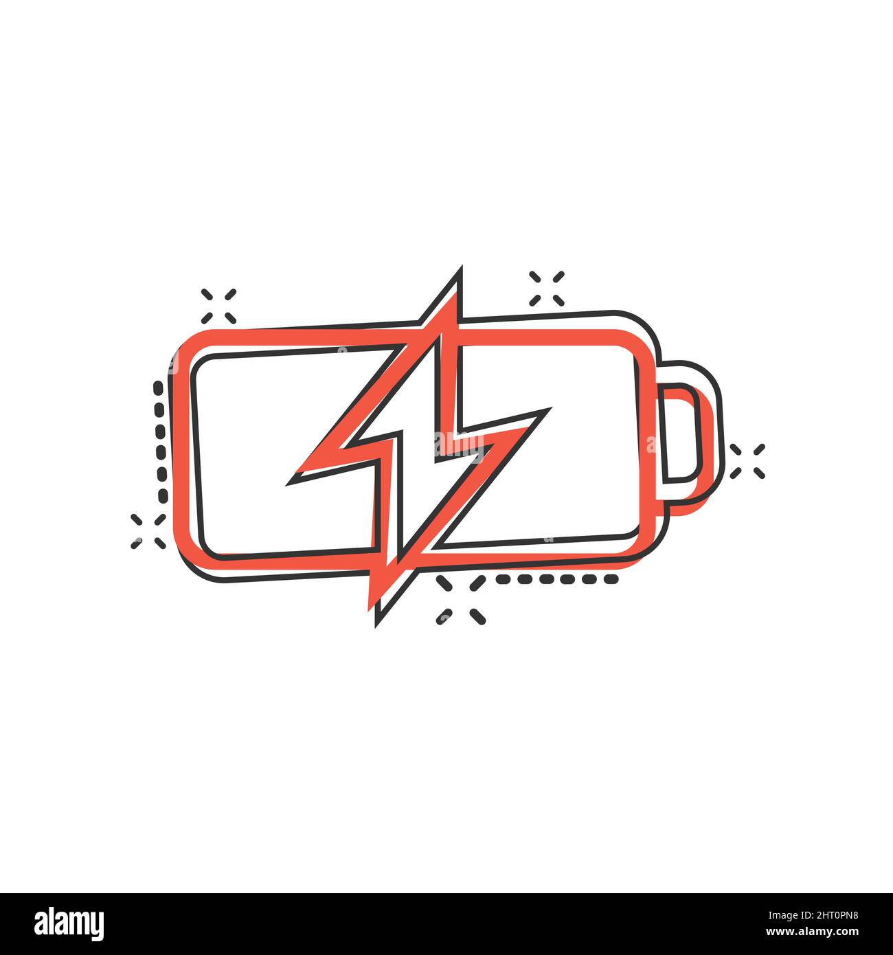 Battery icon in comic style. Accumulator cartoon vector illustration on ...