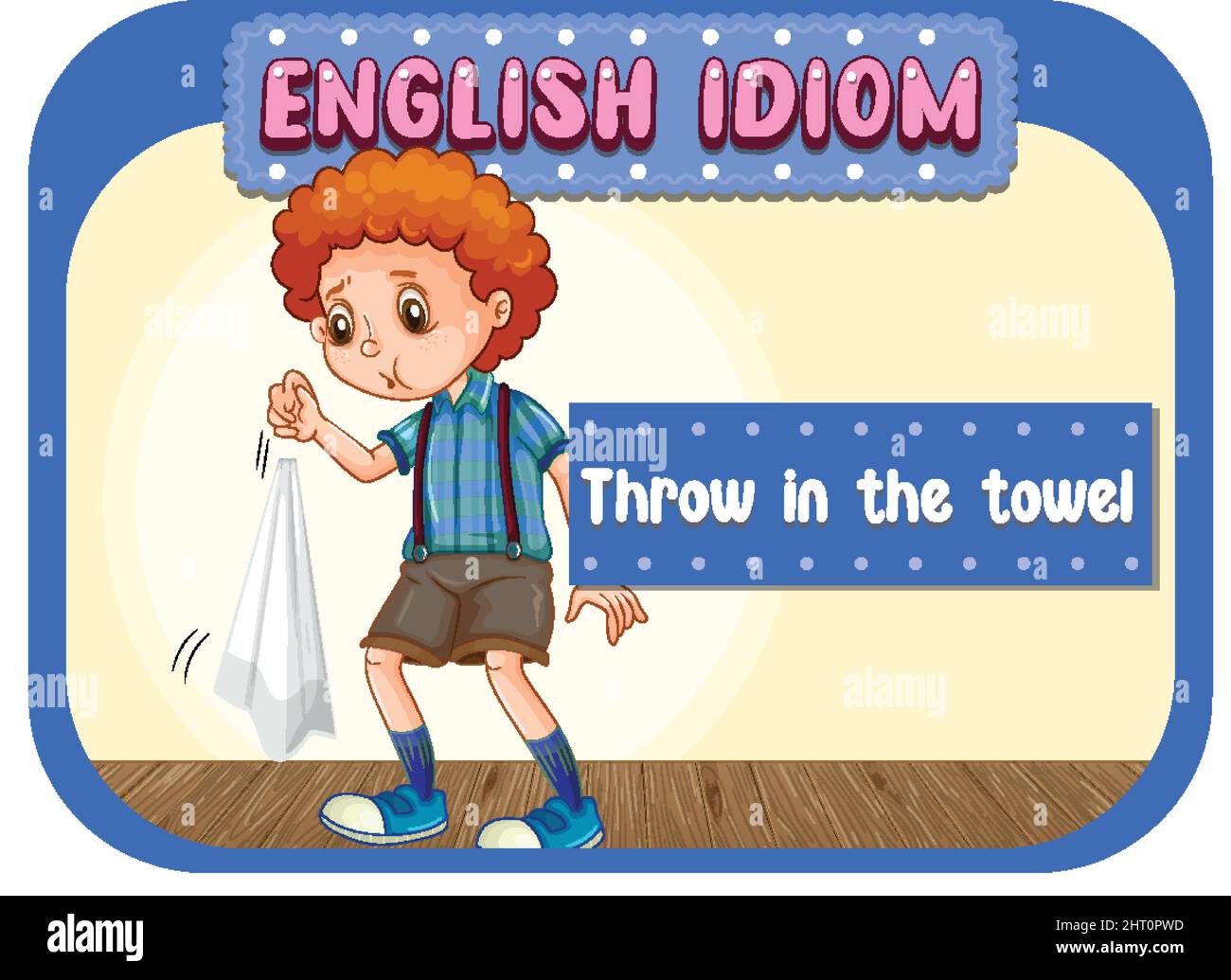 English idiom with picture description for throw in the towel