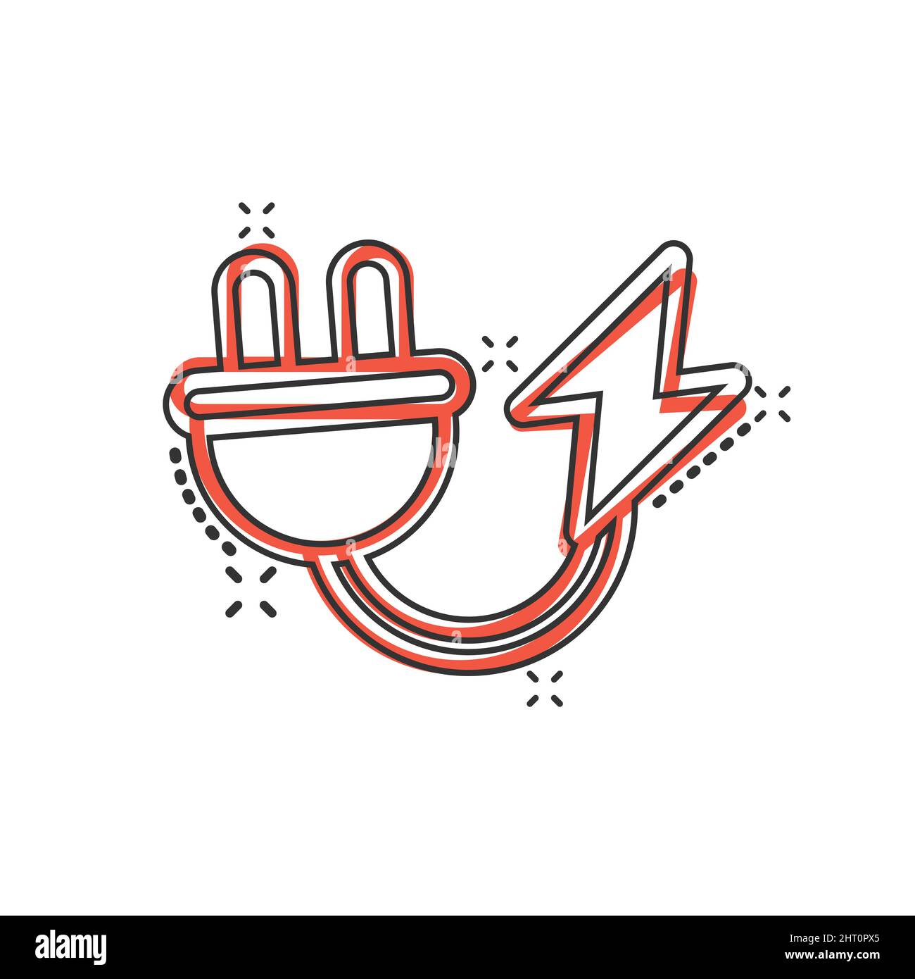 Electric plug icon in comic style. Power adapter cartoon vector ...