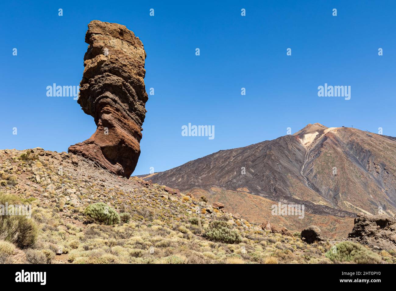 Emblematic rock formation Roque Cinchado next to Teide mountain on Tenerife, Spain Stock Photo