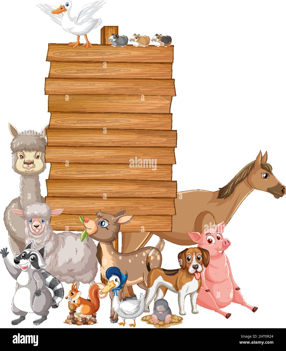 Animal with wooden sign banner illustration Stock Vector Image & Art ...