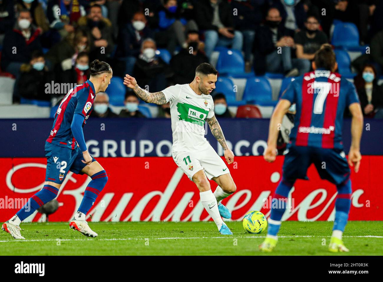 Valencia, Spain. 25th Feb, 2022. Tete Morente of Elche during the Spanish championship La Liga football match between Levante UD and Elche CF on February 25, 2022 at the Ciutat de Valencia Stadium in Valencia, Spain - Photo: Ivan Terron/DPPI/LiveMedia Credit: Independent Photo Agency/Alamy Live News Stock Photo