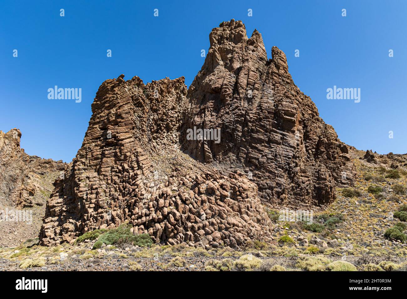 La Catedral rock formation with basalt column structure, Teide National Park, Tenerife, Spain Stock Photo