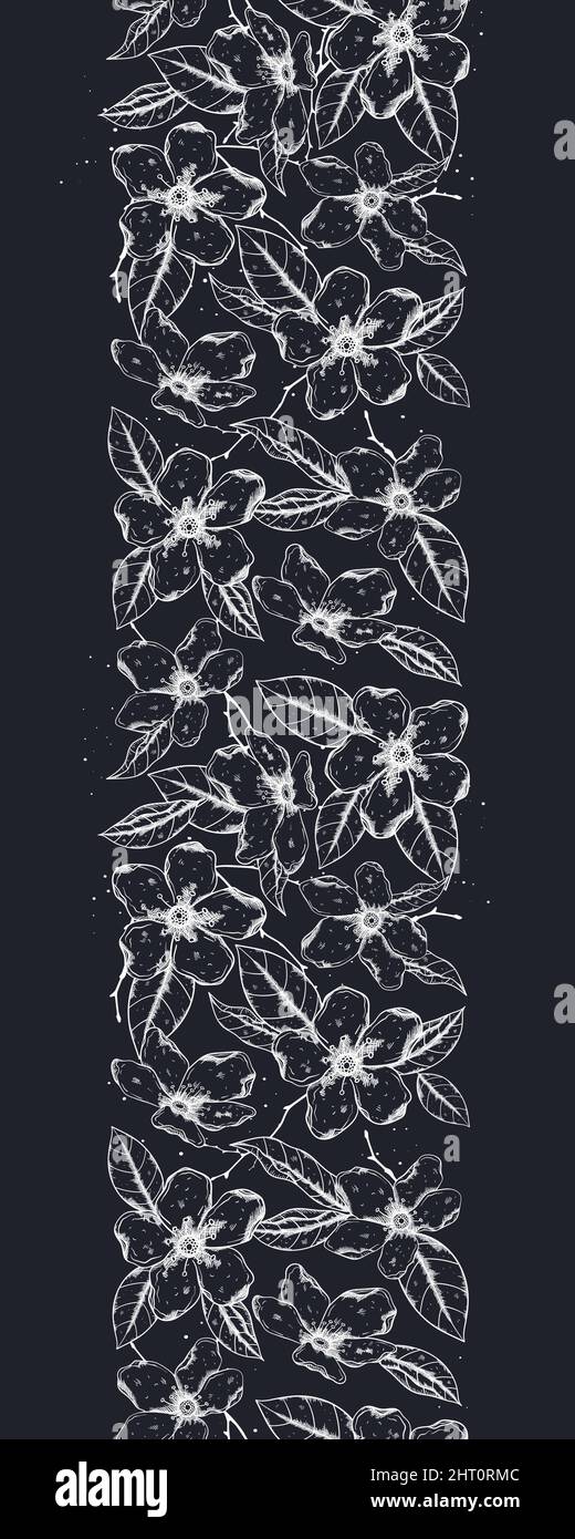 Lovely hand drawn cherry blossoms seamless pattern, sakura background, great for textiles, banners, wallpapers, wrapping - vector design Stock Vector