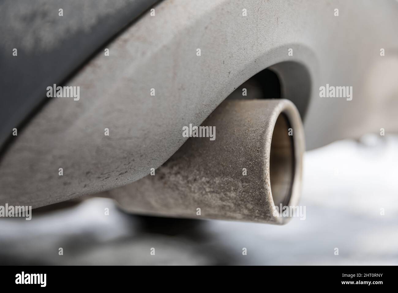 Closeup of a dirty pipe from a diesel engine of the car Stock Photo - Alamy