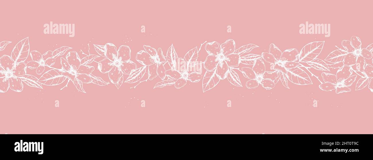 Lovely hand drawn cherry blossoms seamless pattern, sakura background, great for textiles, banners, wallpapers, wrapping - vector design Stock Vector