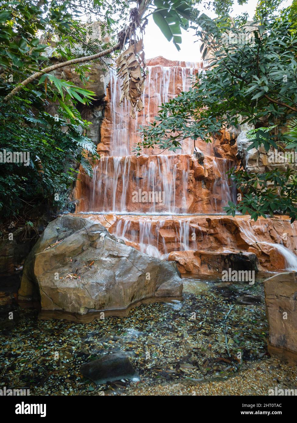 Man-made Waterfall Replicating Tropical Atmospheres of Asia in Kissimmee, Florida Stock Photo