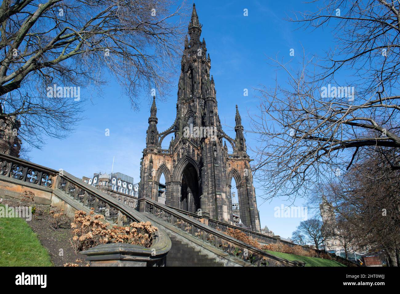 The Scott Monument in Princes Street Gardens, Edinburgh, Scotland Stock Photo