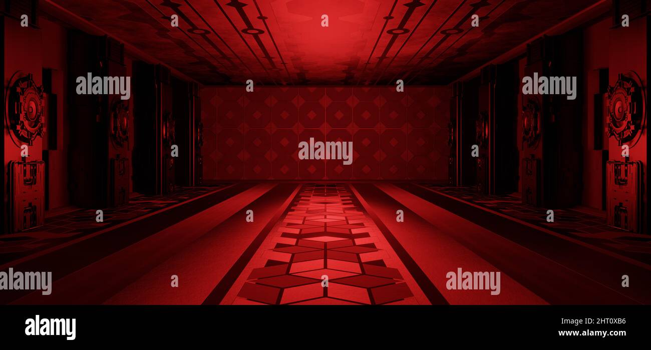 Futuristic Science Fiction Quantum Physics Laboratory Advanced Red