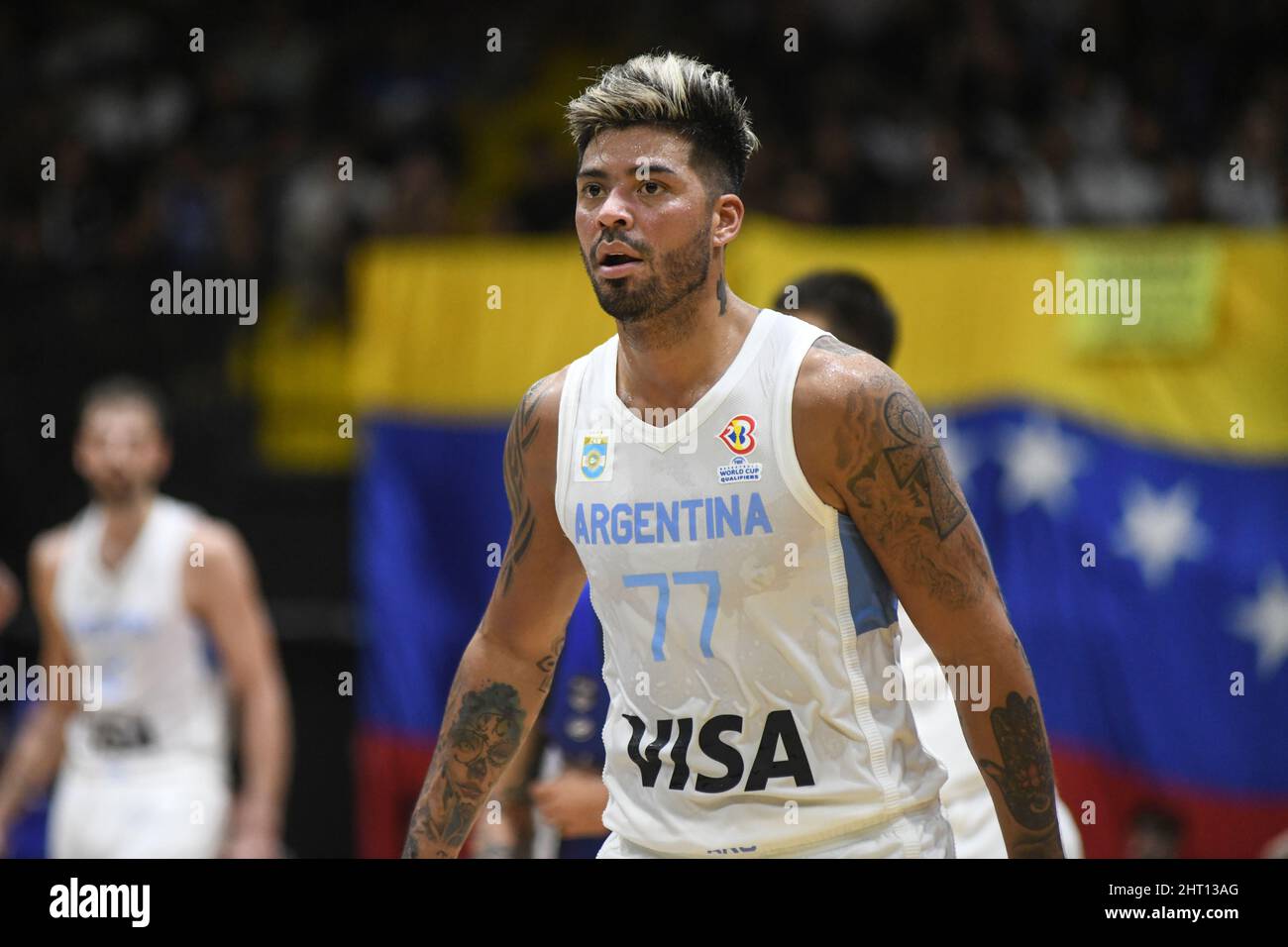 Nicolás Aguirre (Argentina) against Venezuela. FIBA World Cup Qualyfiers 2022 Stock Photo