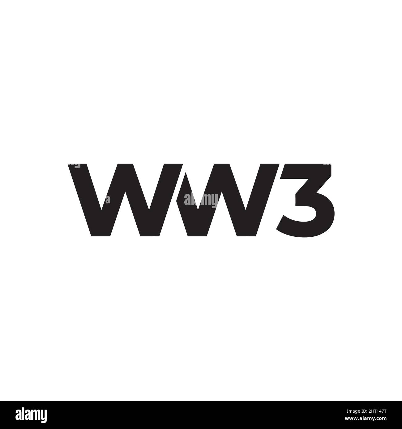 WW3 logo design vector isolated on white background. Stock Vector