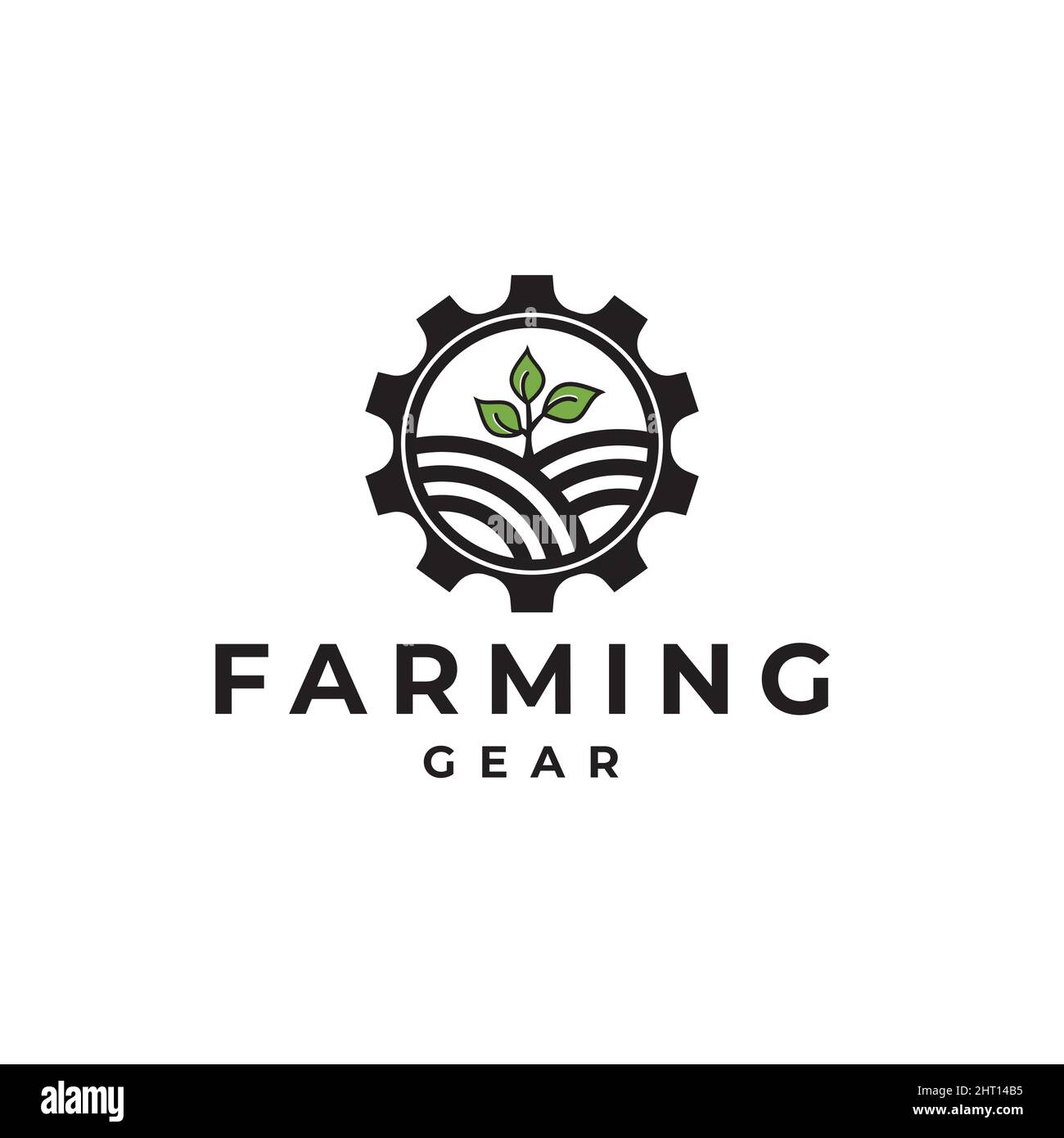 Gear illustration farm design logo, used for agricultural companies, design template Stock Vector
