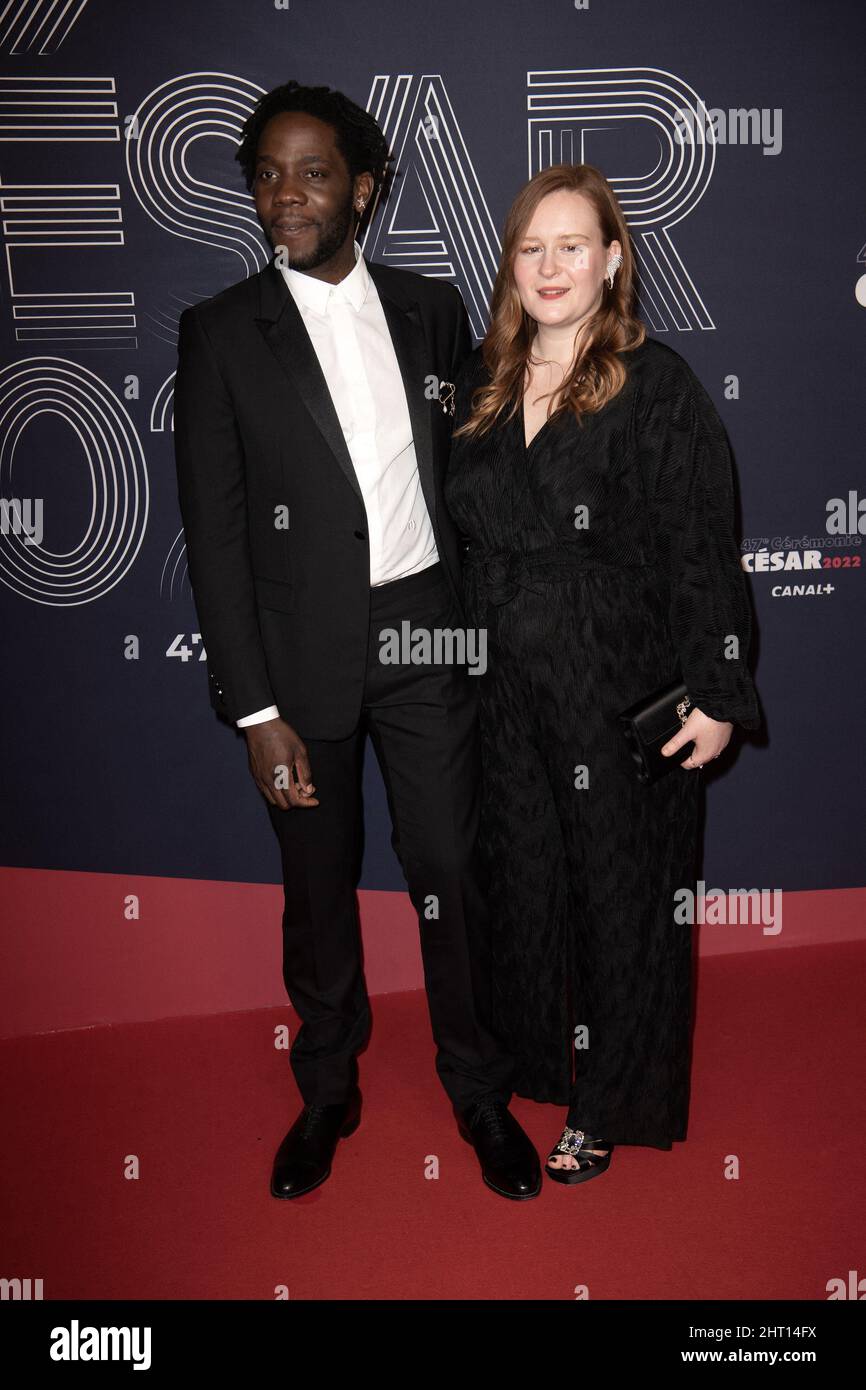 Paris, France. 26th Feb, 2022. Makita Samba and a guest arrive at the 47th  edition of the Cesar Film Awards ceremony at the Olympia in Paris, France  on March 25, 2022. Photo