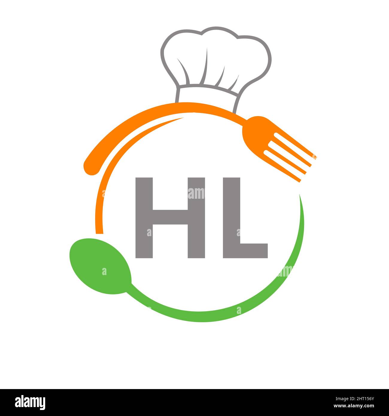 Letter HL Restaurant Logo with Chef Hat Spoon And Fork Template