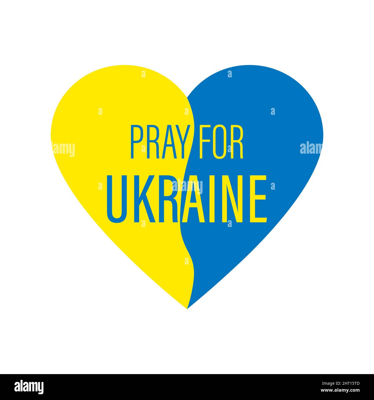 Pray for Ukraine - Heart with colors of the Ukrainian flag Stock Vector