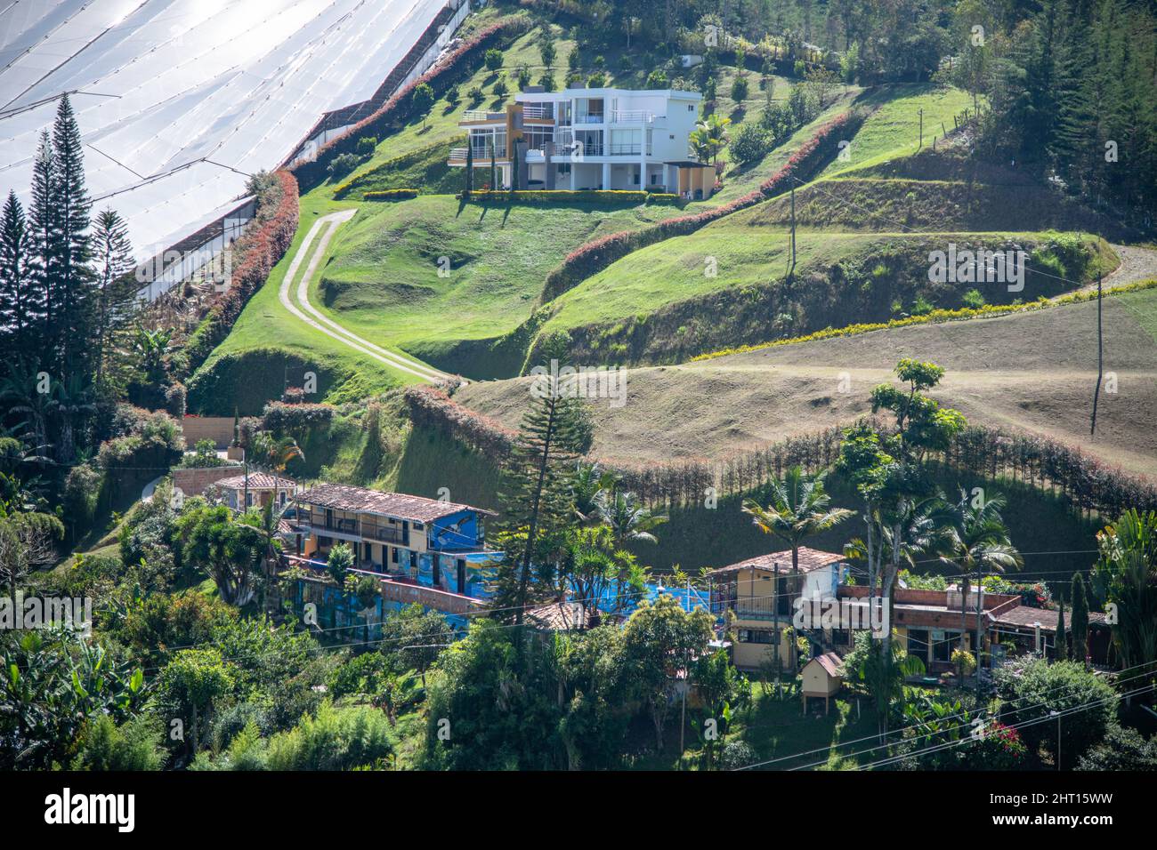Contrasting Poor And Rich Neighbourhoods Homes In El Penol In Colombia Stock Photo Alamy