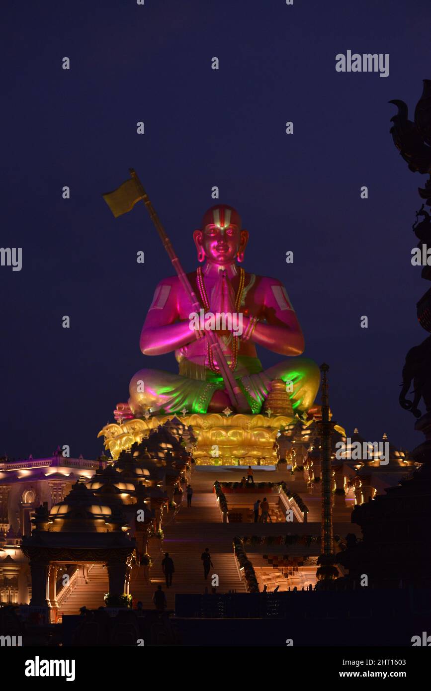 Ramanuja statue, Statue of Equality, Muchintal, Hyderabad, Telengana, India. Stock Photo
