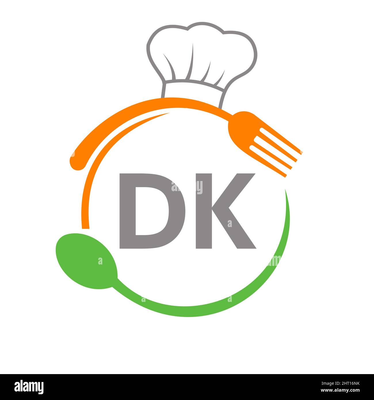 Letter DK Restaurant Logo with Chef Hat Spoon And Fork Template