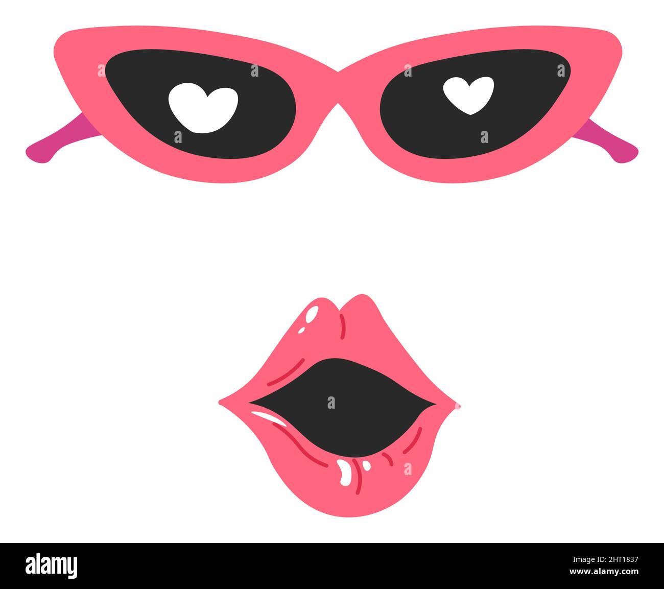 Funny face, open mouth and heart shaped glasses Stock Vector Image & Art Alamy