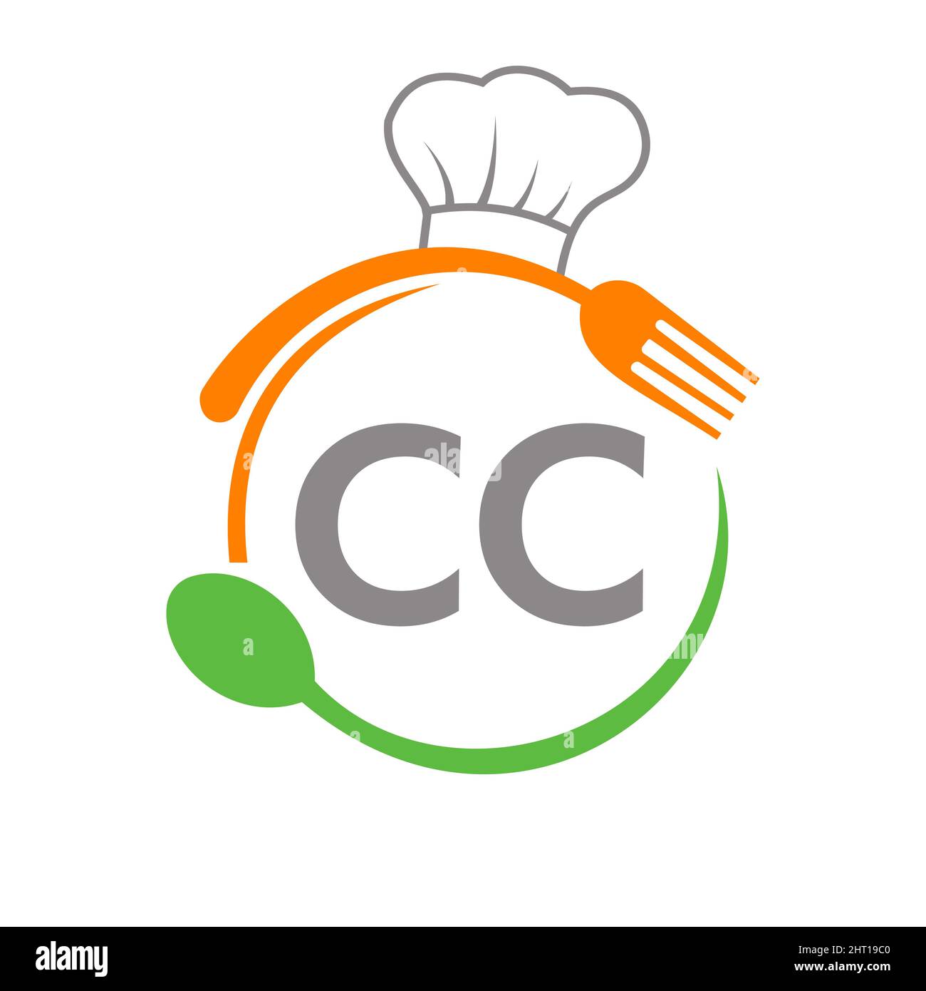 Letter CC Restaurant Logo with Chef Hat Spoon And Fork Template ...
