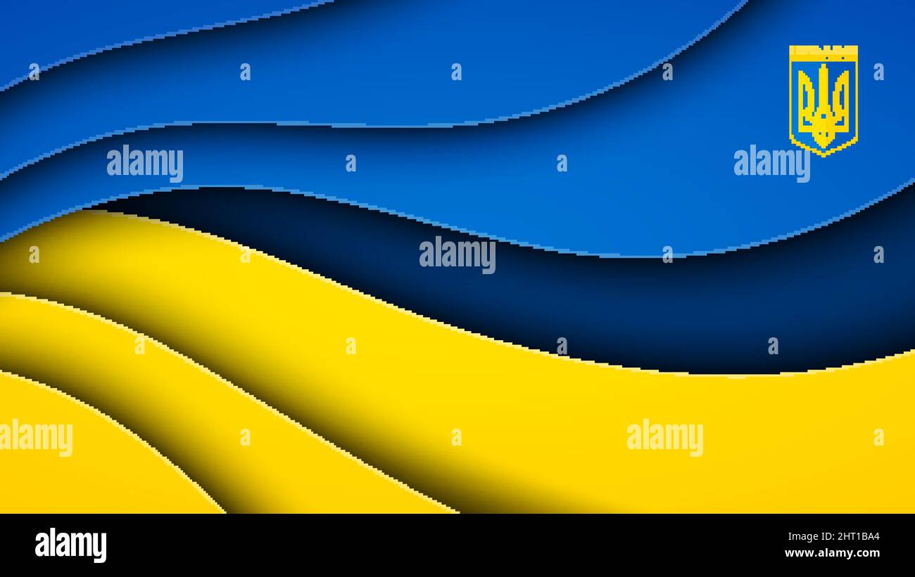 Ukrainian wavy blue and yellow background. Vector illustration of abstract flag and national symbol of Ukraine for your design Stock Vector