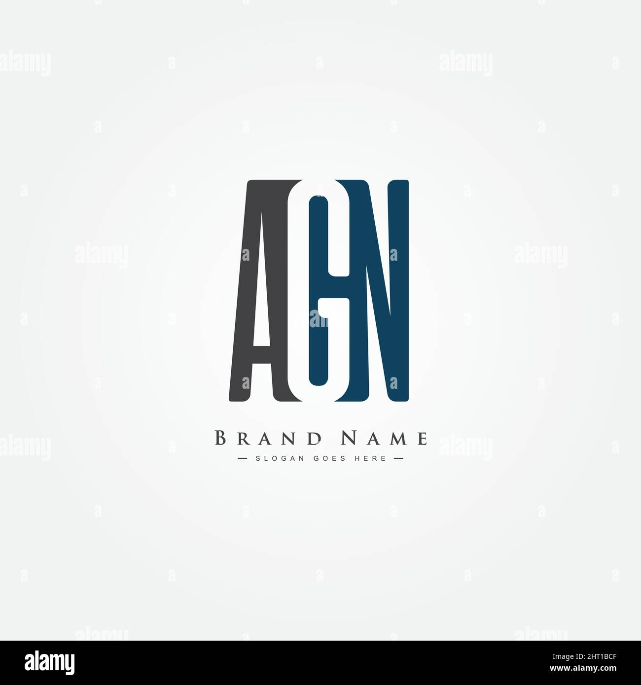 Initial Letter AGN Logo - Simple Business Logo for Alphabet A, G and N - Vector Logo Template for Business Name Initials Stock Vector