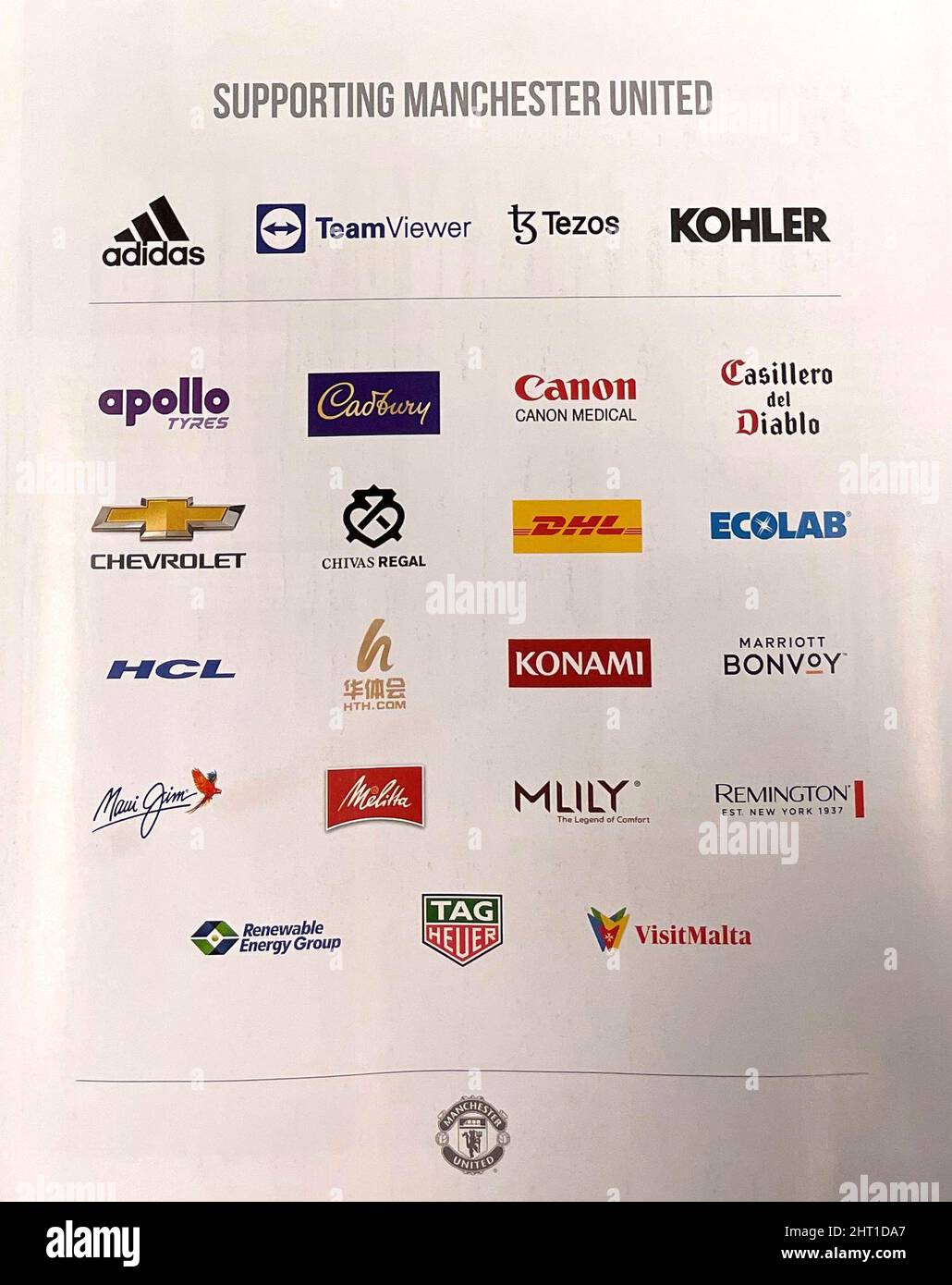 A view inside the Manchester United program of team sponsors minus