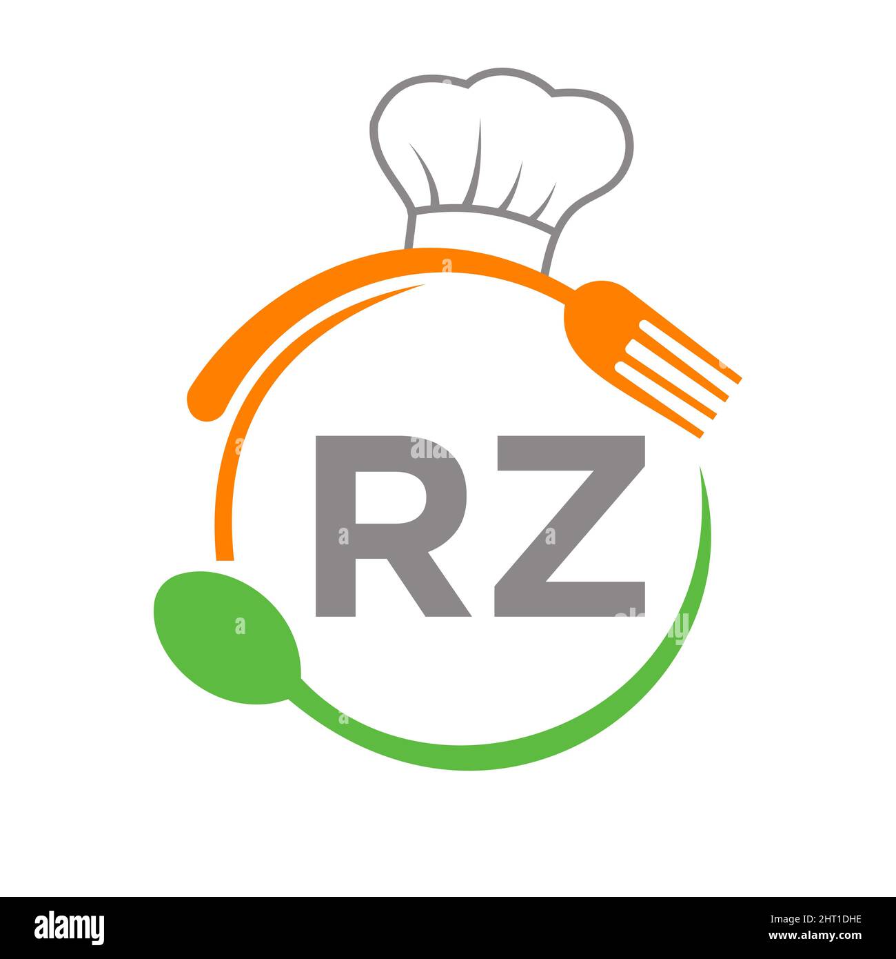 Logo Rz Burger Letter RZ Restaurant Logo with Chef Hat Spoon And Fork Template ...