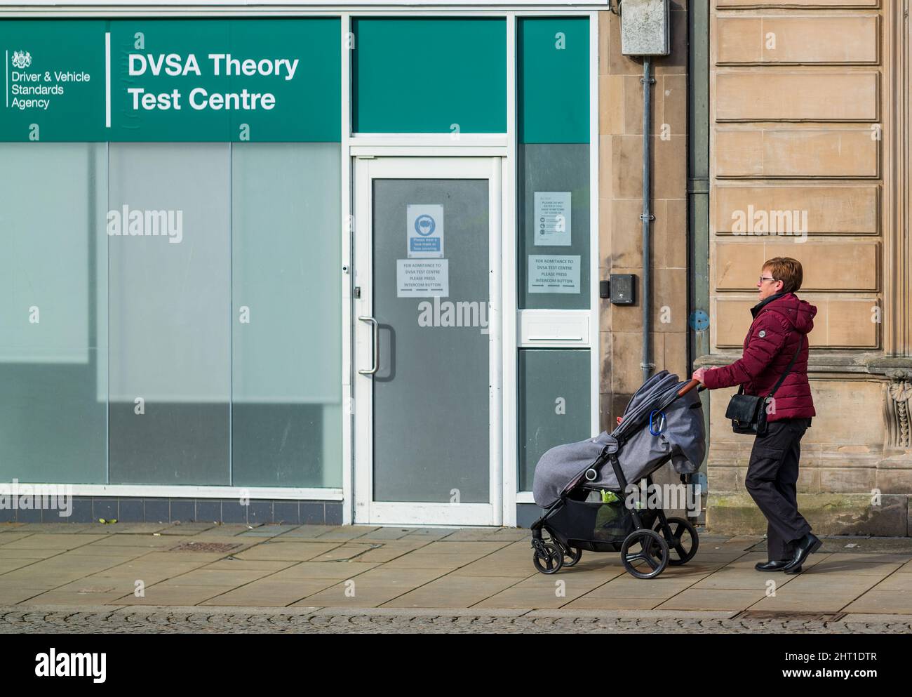 25 February 2022. High Street, Elgin, Moray, Scotland. This is a woman ...