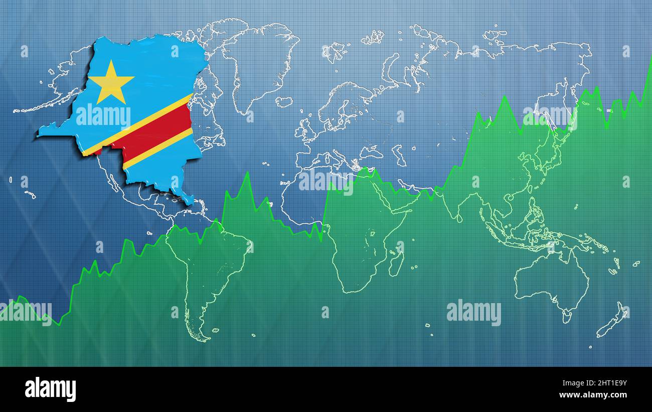 Map of Democratic Republic Congo, financial success, economy growth Stock Photo