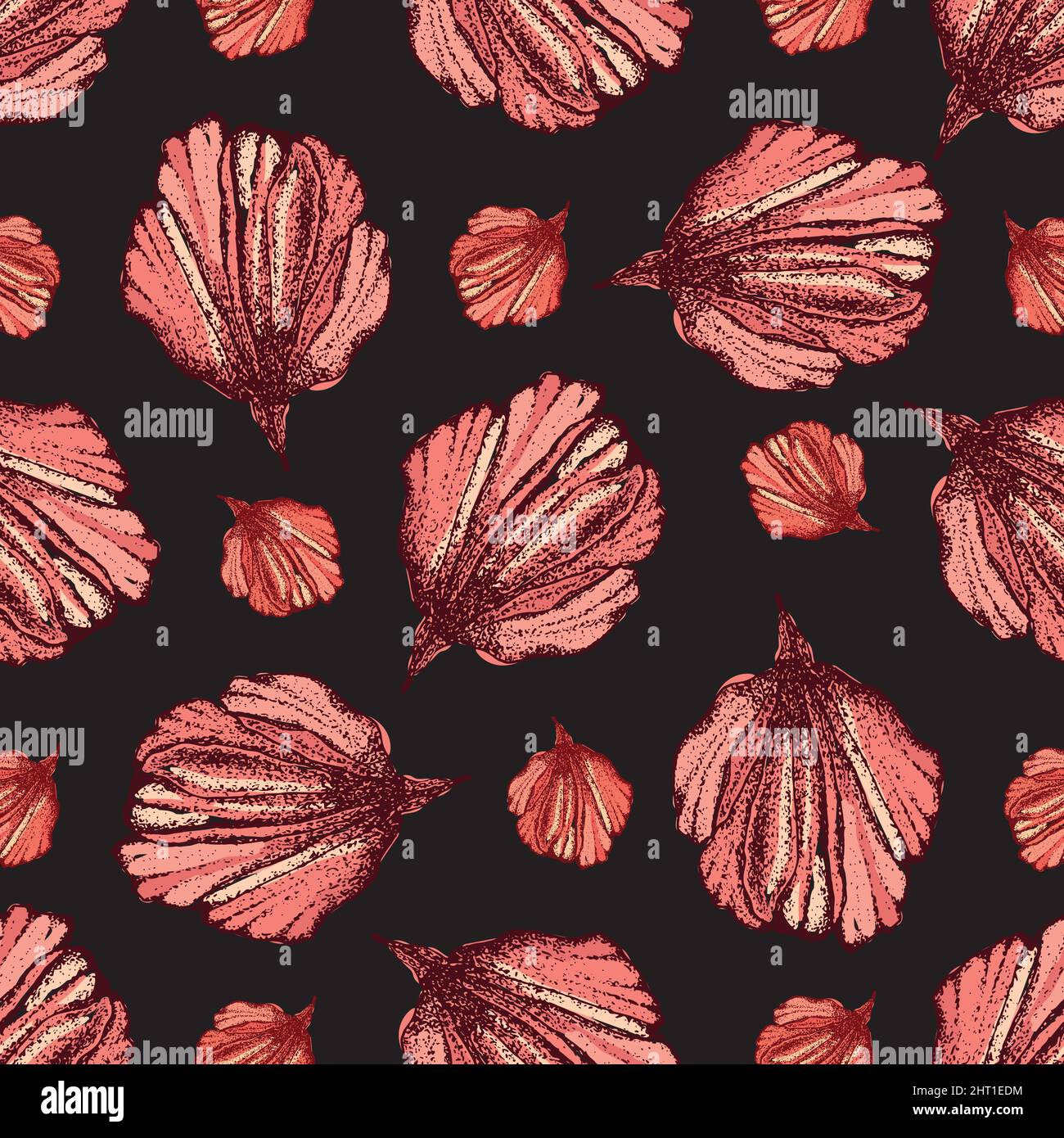 Wild meadow flower petal seamless vector pattern background. Pink ...